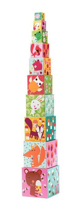 Leśne zwierzątka - klocki dla dzieci, DJ08507-Djeco, zabawki z tektury