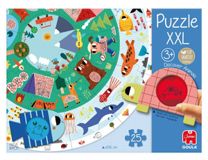 Puzzle dla dzieci okrągłe XXL Odkryj zwierzęta Goula 53177