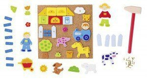 Przybijanka, kreatywna zabawa, Wesoła farma, 58555-goki, zestawy kreatywne dla dziewczynek i chłopców