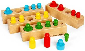 Drewniane odważniki sorter Montessori Kolory i wielkości Bogjigs 36012 układanka edukacyjna