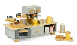 Kawiarnia dla dzieci z wyposażeniem 32 elementy Bigjigs 37082 Drewniane zabawki dla dzieci