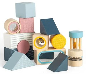 Drewniane klocki sensoryczne dla dzieci Odkrywca Bigjigs 36054