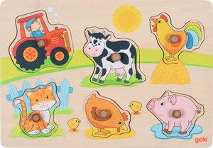 Układanka drewniana Na Farmie Goki 57309 puzzle dla najmłodszych