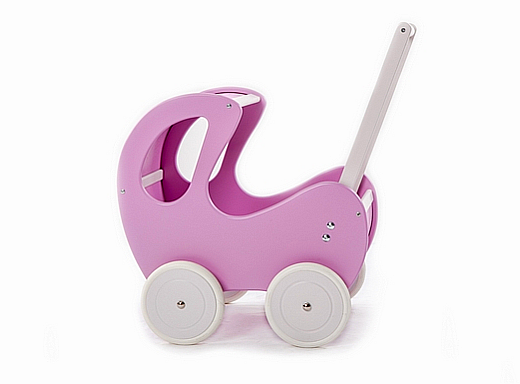 Drewniany wózek dla lalek z budką w stylu Retro, Jagoda na spacerze