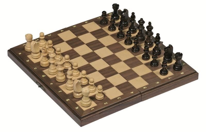 Magnetyczne szachy w drewnianym etui na zawiasach, Goki