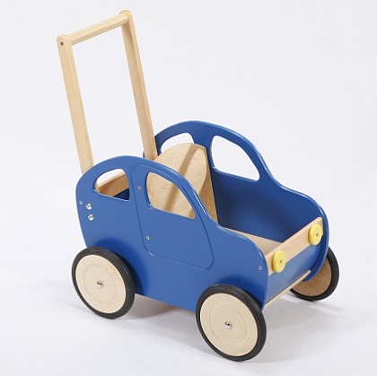 Drewniany wózek Niebieski samochód, chodzik