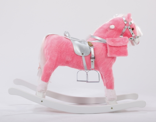 Koń na biegunach Różowa kokardka