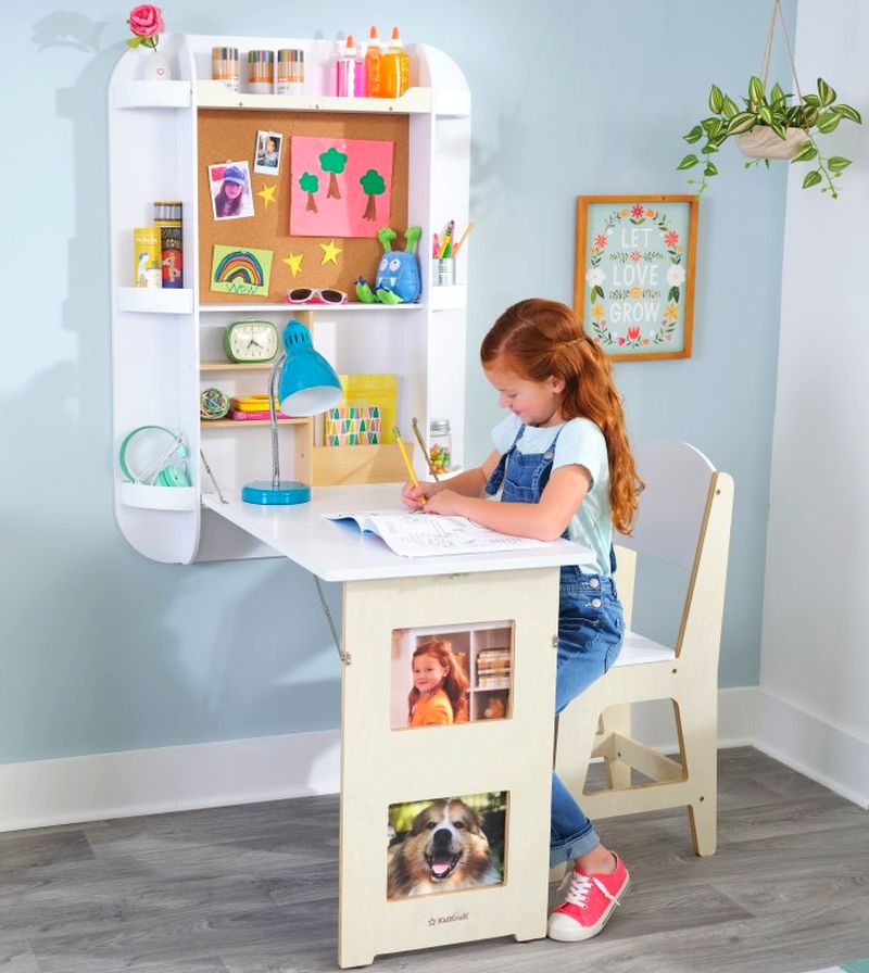 Wiszące biurko z krzesłem dla dzieci białe Arches KidKraft