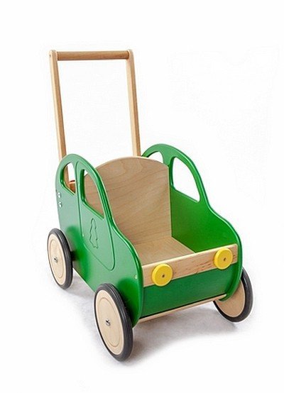 Drewniany wózek Zielony samochód, chodzik