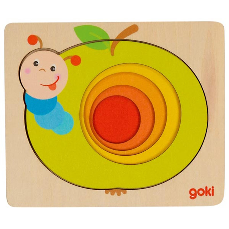 Drewniana układanka puzzle warstwowe jabłuszko Goki