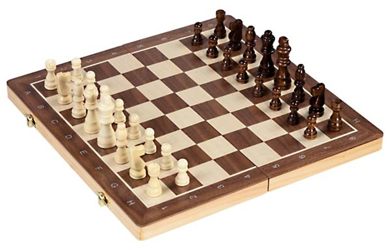 Gra magnetyczna 2w1 szachy, warcaby z drewna Goki