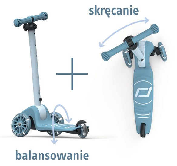 SCOOTANDRIDE Highwaykick 3S Hulajnoga z systemem sterowania 2w1 i kółkami LED składana 3+ Rose Hulajnoga_scootandride_rose_new
