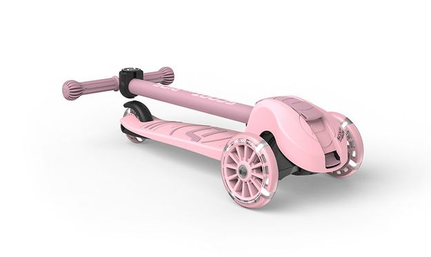 SCOOTANDRIDE Highwaykick 3S Hulajnoga z systemem sterowania 2w1 i kółkami LED składana 3+ Rose 1_Nowa_hulajnoga_Scootandride_Rose_przechowywanie