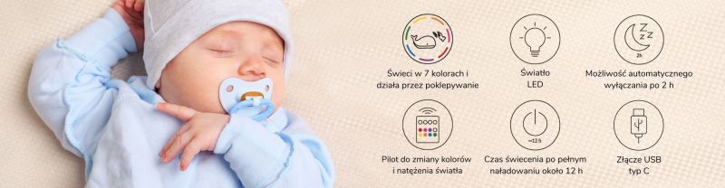 Lampka nocna dla dzieci Wieloryb Rabbit & Friends