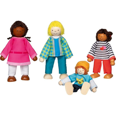 Laleczki drewniane rodzina wielokulturowa Goki 51463 do domku dla lalek