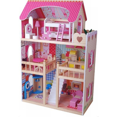 Luksusowy domek dla lalek z drewna - zabawki dla dziewczynek