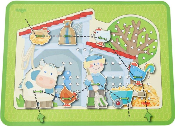Nawlekanka-sznurowanka Farma HB305289-Haba, zabawki motoryczne dla dzieci