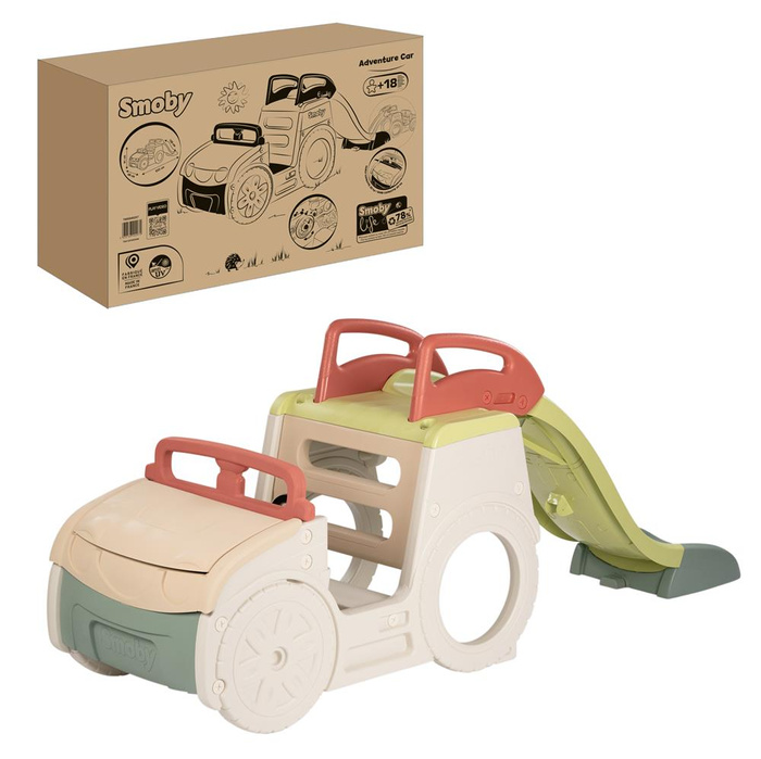 Samochód Przygód 3w1 Smoby 840207 zabawka ogrodowa dla dzieci ze zjeżdżalnią i piaskownicą