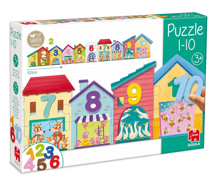 Puzzle dla dzieci domki i cyferki 1-10 Goula 55260 Nauka przez zabawę