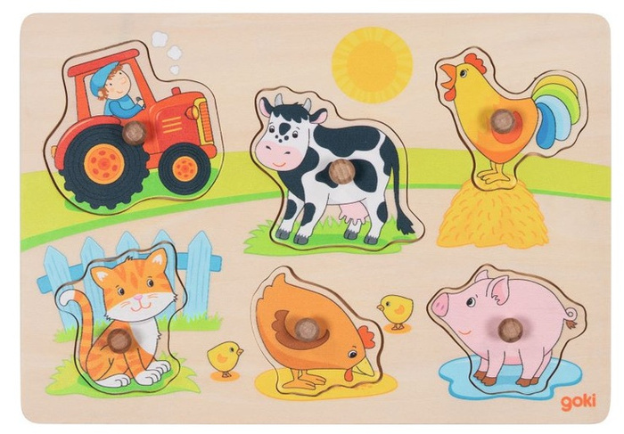 Układanka drewniana Na Farmie Goki 57309 puzzle dla najmłodszych