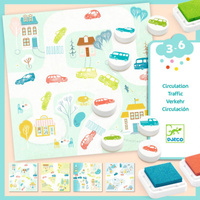 Zestaw artystyczny malowanie stempelkami Pojazdy Djeco DJ09952