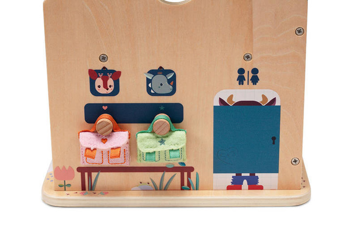 Drewniana wielofunkcyjna rozkładana Szkoła z 3 figurkami i akcesoriami 83422 Lilliputiens