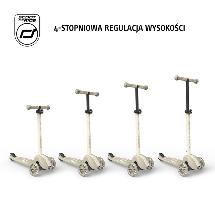 SCOOTANDRIDE Highwaykick 3S Hulajnoga z systemem sterowania 2w1 i kółkami LED składana 3+ Ash