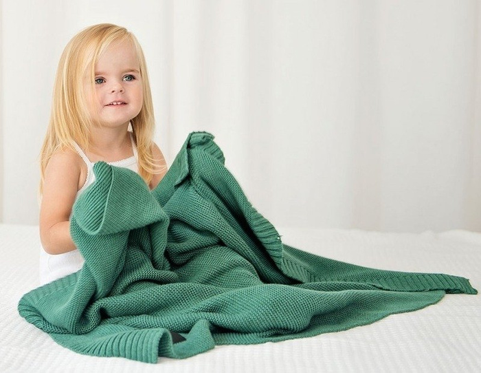 Bambusowy koc Butelkowa zieleń LL4810-Lullalove, kocyki dla dzieci