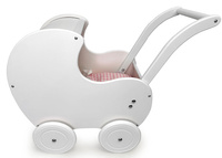 Głęboki wózek z drewna dla lalki zabawka dla dziewczynek pudrowy róż