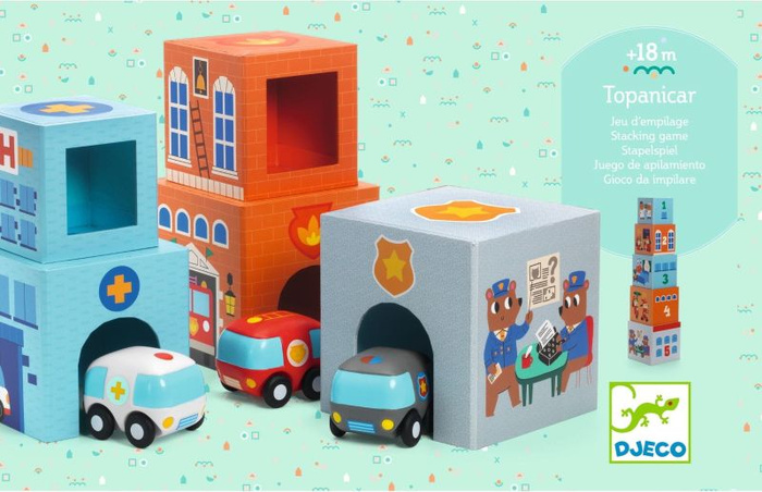 Klocki kartonowe TopaniCar Djeco DJ09120 z samochodzikami