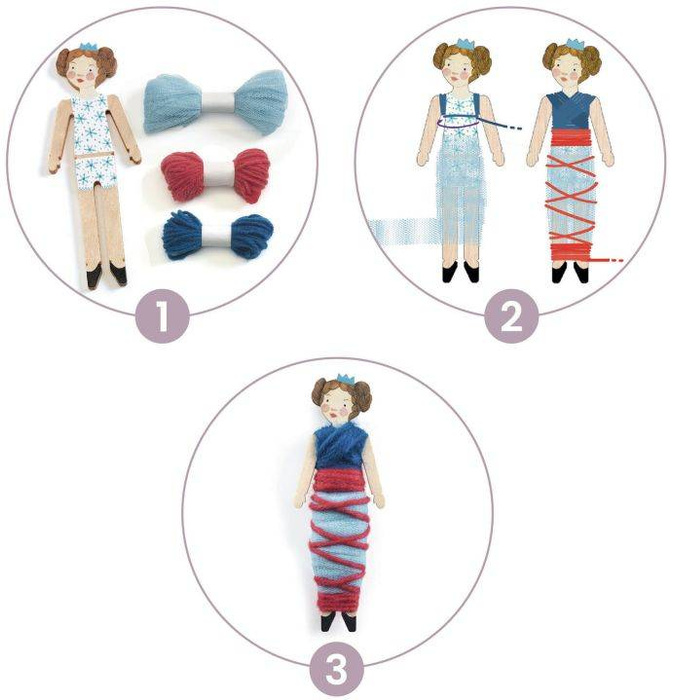 Słodka noc - zestaw do tworzenia laleczek z wełny DJ07953-Djeco, zestawy kreatywne dla dzieci