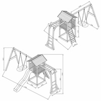 Drewniany Plac zabaw AXI A025.134.92 Wieża z huśtawką Drabinki wspinaczkowe Zjeżdżalnia do kreatywnej zabwy dla dzieci