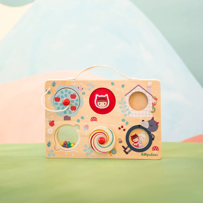 Drewniana tablica manipulacyjna walizka Czerwony Kapturek Lilliputiens 83510