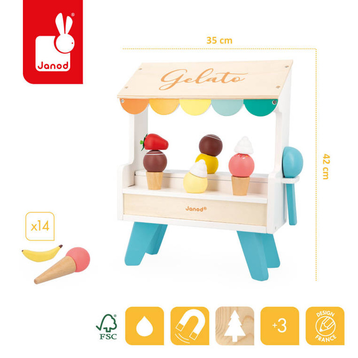 Drewniane stoisko z lodami do zabaw dla dzieci Janod J06558