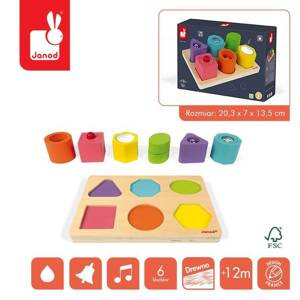 Układanka drewniana Puzzle sensoryczne Kształty i dźwięki, J05332-Janod, zabawki edukacyjne