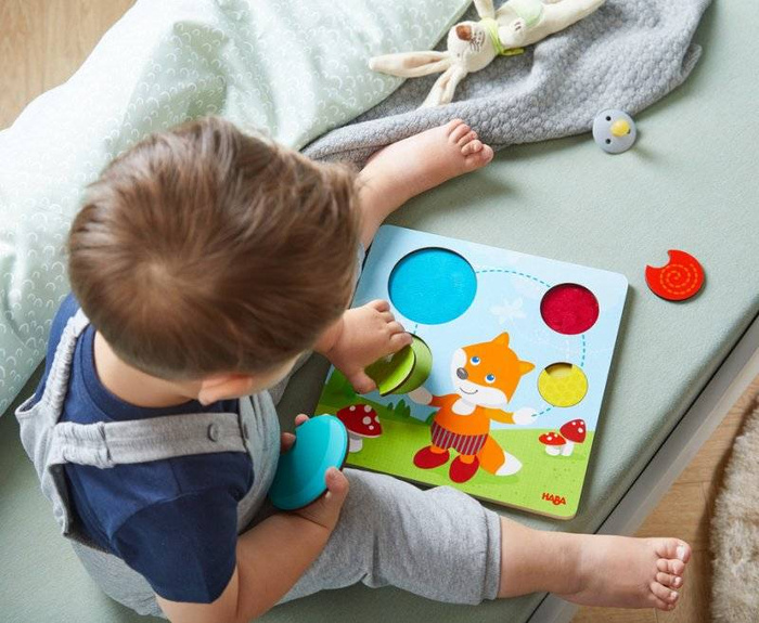 Nakładane puzzle Lisek HB305346-Haba, drewniane puzzle dla dzieci