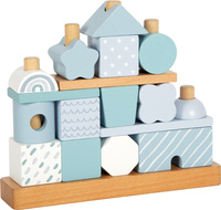 Klocki dla dzieci układanka na drewnianych palikach Niebieski domek Small Foot 12714 