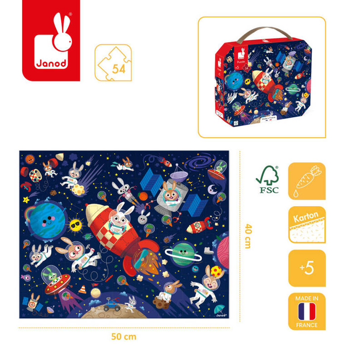 Puzzle w walizce Rakieta kosmiczna 54 elementy J02545 Janod