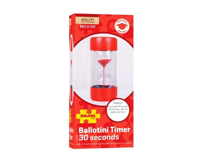 Czerwona klepsydra 30 sekund Piaskowy strażnik BJE0001-Bigjigs Toys, minutnik dla dzieci