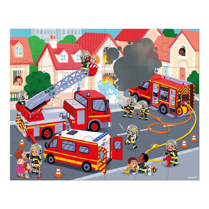 Puzzle w walizce Strażacy 24 elementy Janod J02530