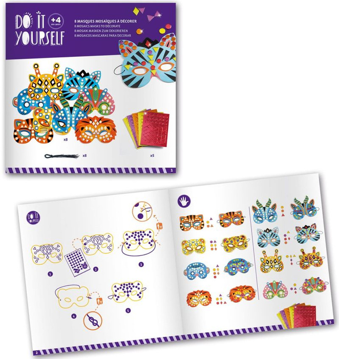 Zrób to sam zestaw 8 mozaikowych masek Djeco DJ07900