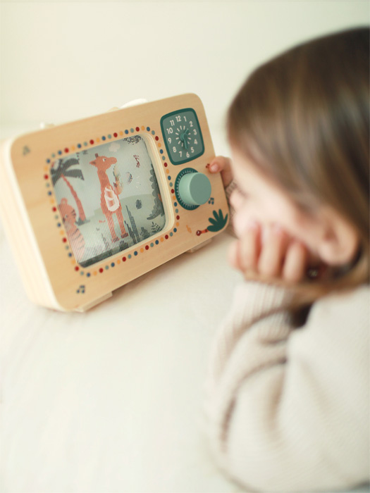 Drewniana zabawka muzyczna Telewizor pozytywka Safari Small Foot 12735