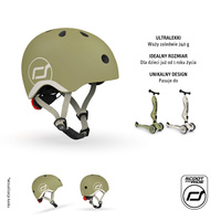 SCOOTANDRIDE Kask XXS-S dla dzieci 1-5 lat Olive