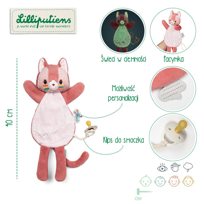 Pacynka świecąca w ciemności Lilliputiens 83613 Przytulanka Kotka Jeanne Komforter dla niemowląt