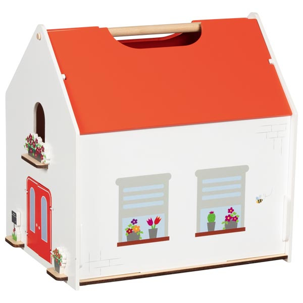 Drewniany domek dla lalek Eco House przenośny z akcesoriami 54 el Goki 51458