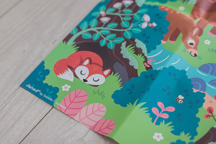 Świecące puzzle z mini-lampką UV Las 24 elementy 3+ Janod J02653