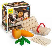 Drewniany zestaw do karmienia i pielęgnacji konia 8 elementów akcesoria do Hobby Horse Erzi 42645