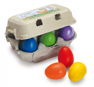 Drewniane kolorowe jajka wytłaczanka 6 sztuk Erzi 17012