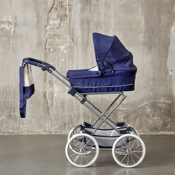 Duży wózek dla lalek Doll Pram Deluxe Granatowy z regulowaną rączką Astrup 84138