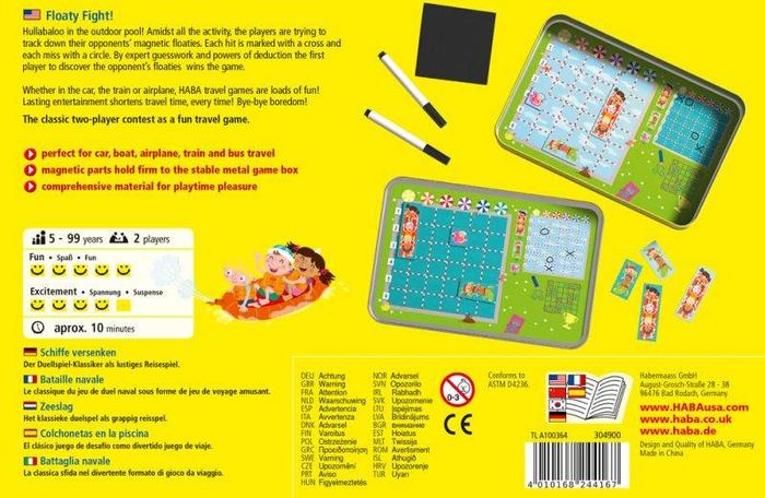 Przenośna gra dla dzieci Bitwa Wodna dmuchane statki HB304900-Haba, zabawy w podróży